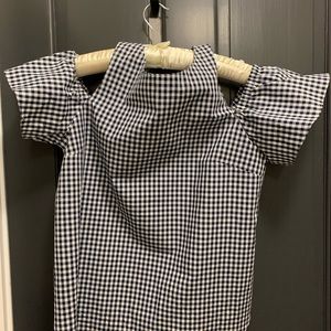 Gingham exposed shoulder blouse